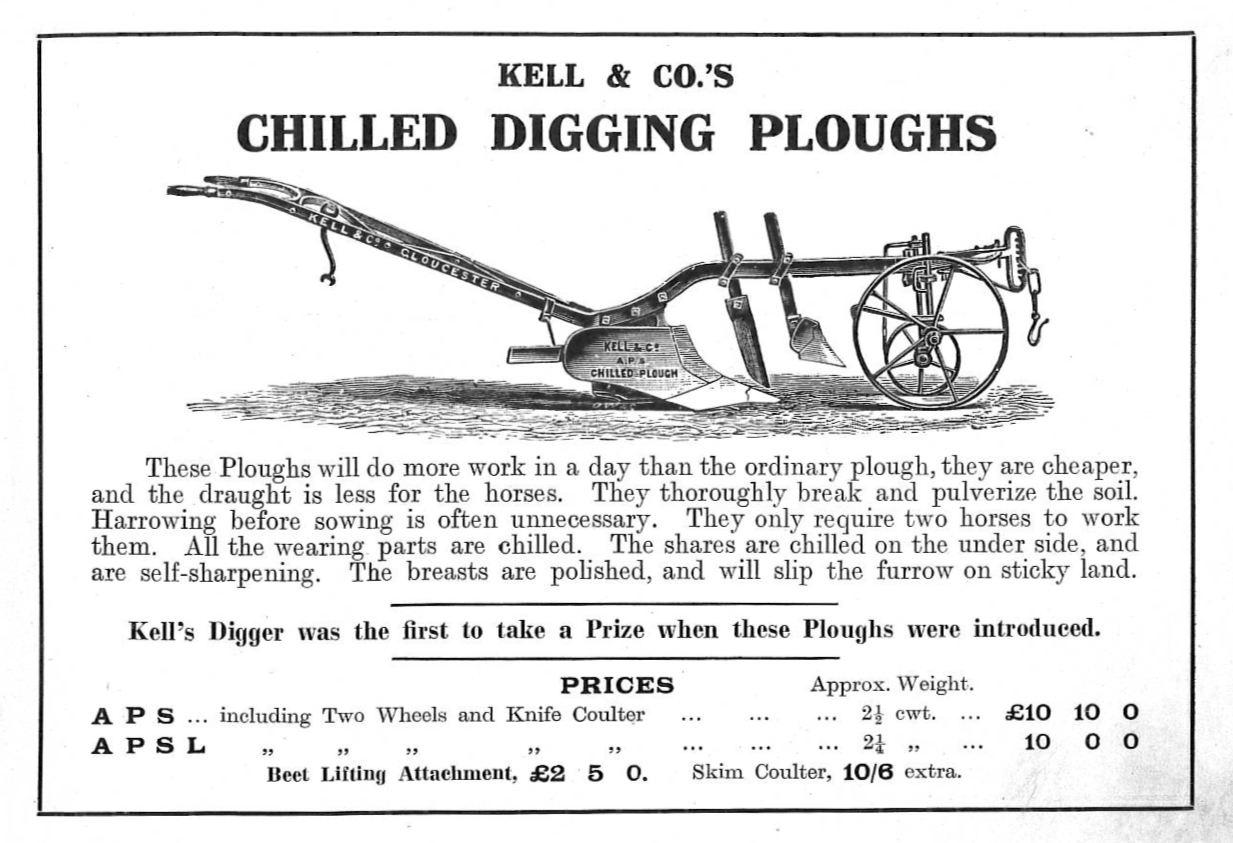 Kell and Co's Chilled Digging Ploughs